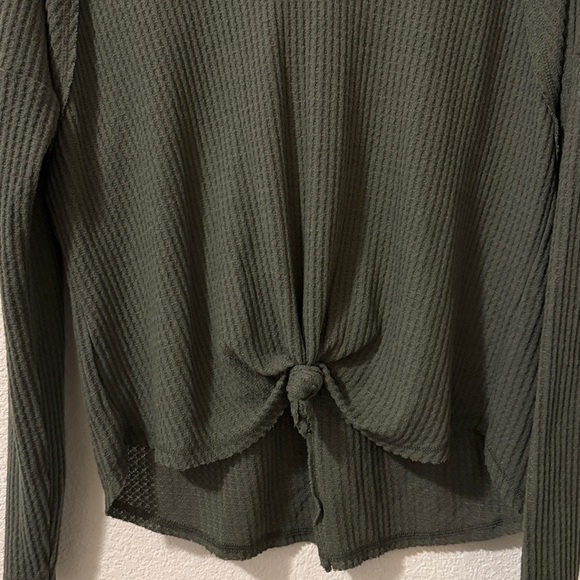 Wild Fable Soft, Hooded, Drop Shoulder Waffle Knit Pullover,Olive Green,Medium - Picture 3 of 10